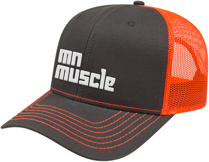 MN Muscle Snapback Trucker Hat Charcoal/Blaze