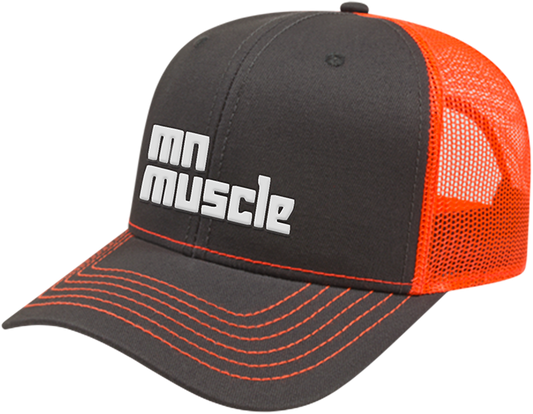 MN Muscle Snapback Trucker Hat Charcoal/Blaze